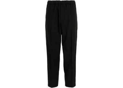 Jil Sander Elastic Drawstring Waist Gabardine Trousers Black