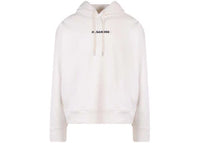 Jil Sander Man Cotton Frontal Logo Hoodie White