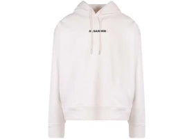 Jil Sander Man Cotton Frontal Logo Hoodie White