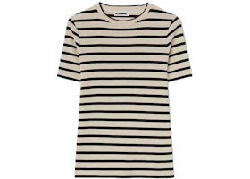 Jil Sander Women's Stripe Cotton T-Shirt Beige/Black - authentic Jil Sander apparel