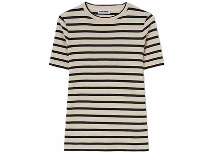 Jil Sander Women's Stripe Cotton T-Shirt Beige/Black - apparel view 2