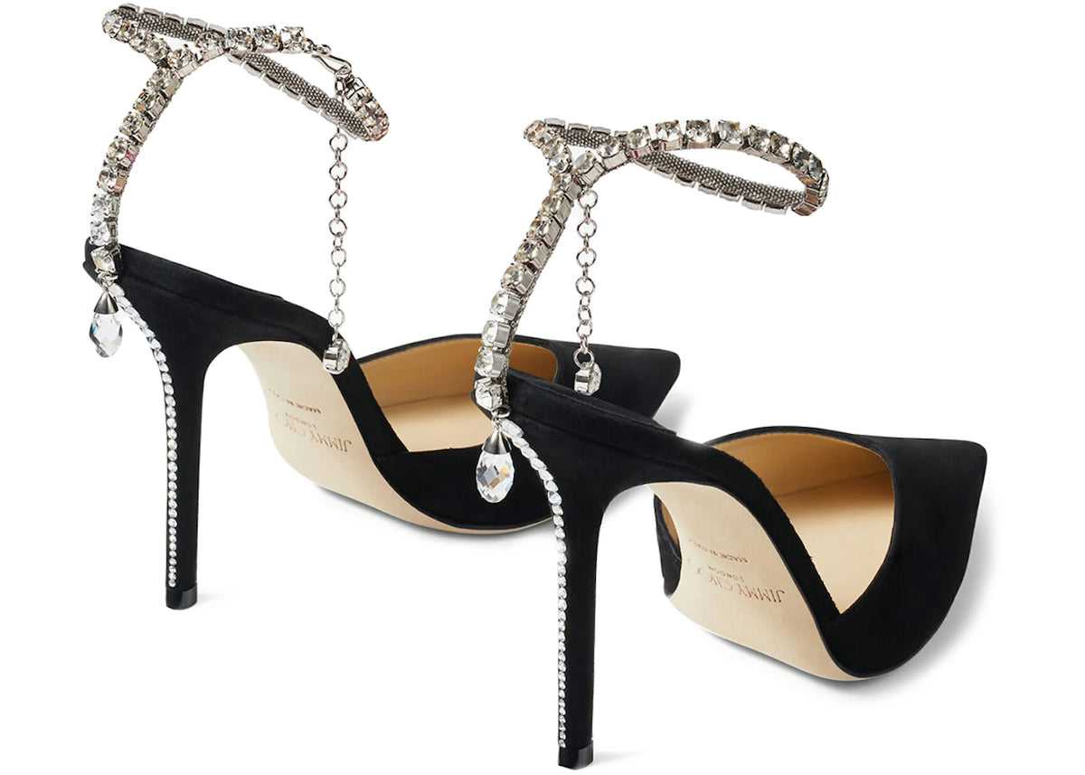 Jimmy Choo Saeda 100mm Pump Crystal Embellished Black Suede - vue secondaire B