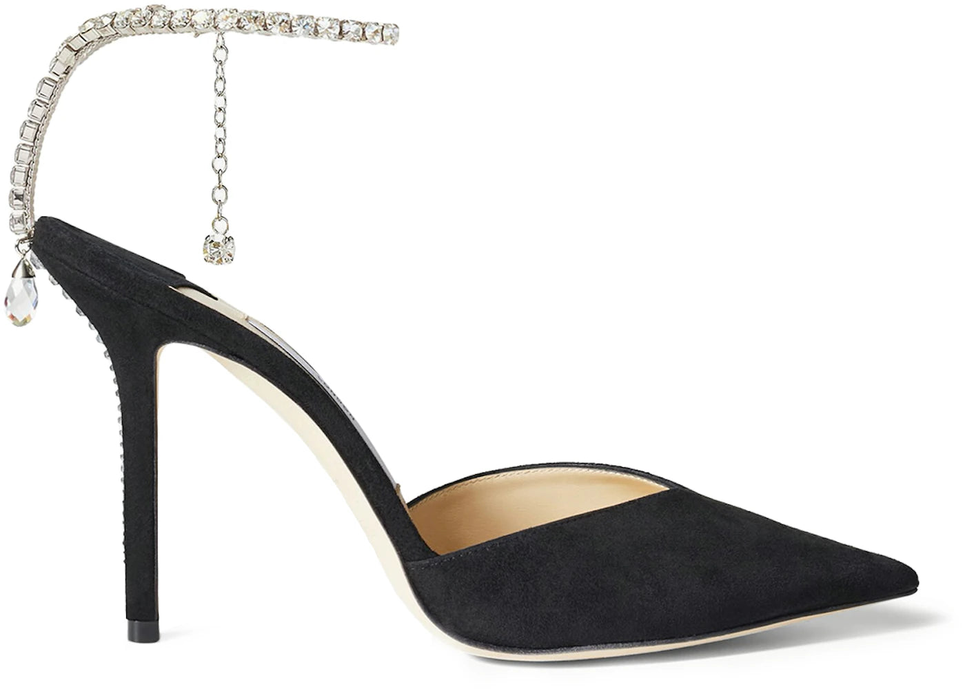 Jimmy Choo Saeda 100mm Pump Crystal Embellished Black Suede - vue secondaire A
