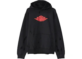 Jordan Rare Air Fleece Pullover Hoodie Black/Gym Red - authentic Jordan apparel
