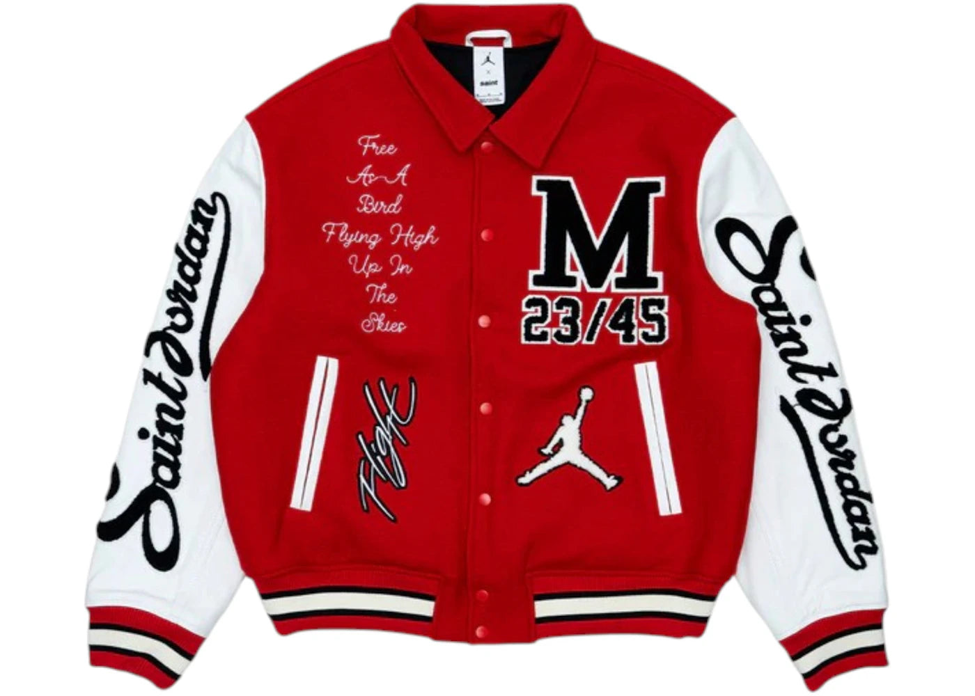 Jordan x Saint Mxxxxxx Varsity Jacket University Red White - vue secondaire A