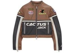 Jordan x Travis Scott Cactus Jack Women's Leather Jacket Archaeo Brown - authentic Jordan apparel