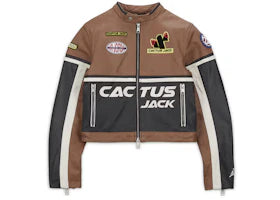 Jordan x Travis Scott Cactus Jack Women's Leather Jacket (Asia Sizing) Archaeo Brown - vue 360