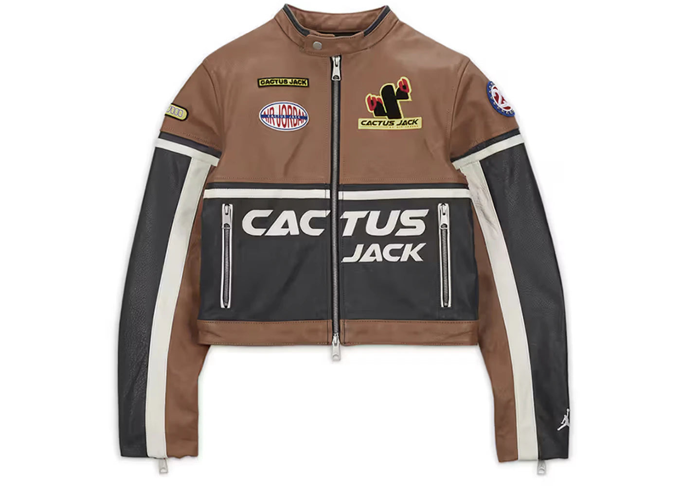 Jordan x Travis Scott Cactus Jack Women's Leather Jacket (Asia Sizing) Archaeo Brown - vue secondaire A