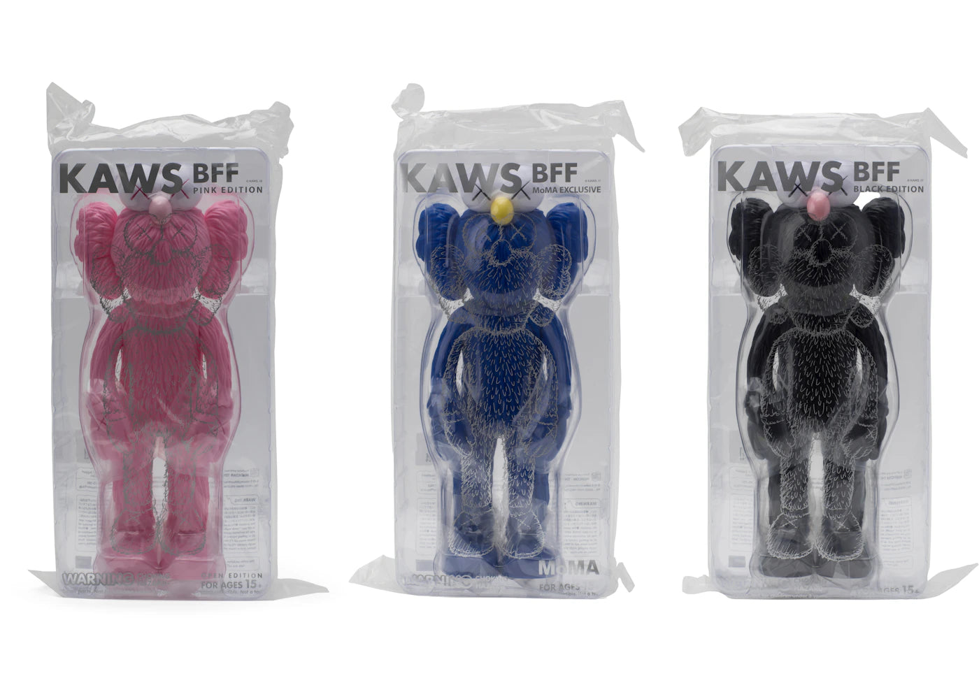 KAWS BFF Open Edition Vinyl Figure Pink/Blue/Black Set - vue secondaire B