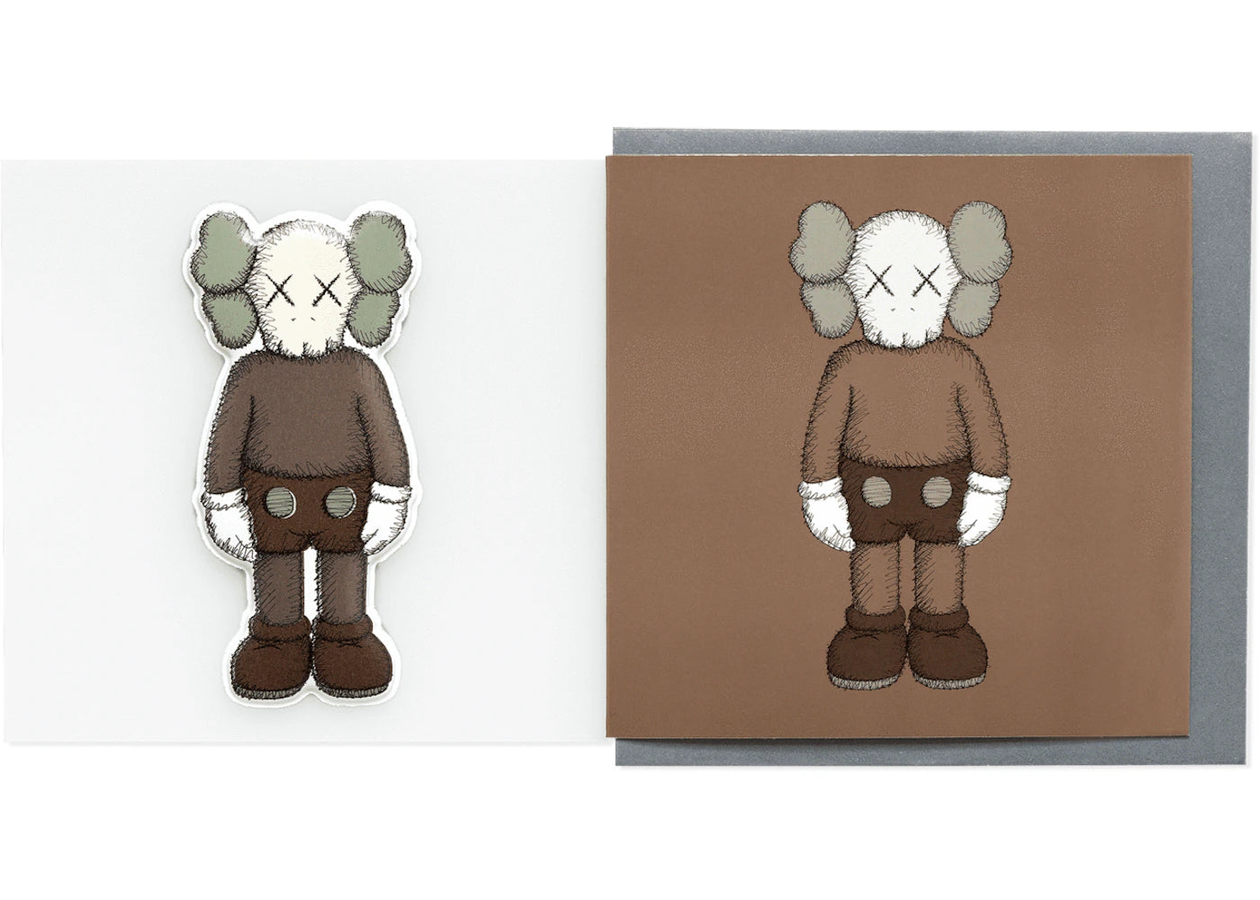 KAWS Companion Greeting Card (With Puffy Sticker) Brown sneakers - authentic KAWS shoes