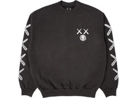 KAWS For Kid Cudi Moon Man Back Print Crewneck Sweatshirt Vintage Black