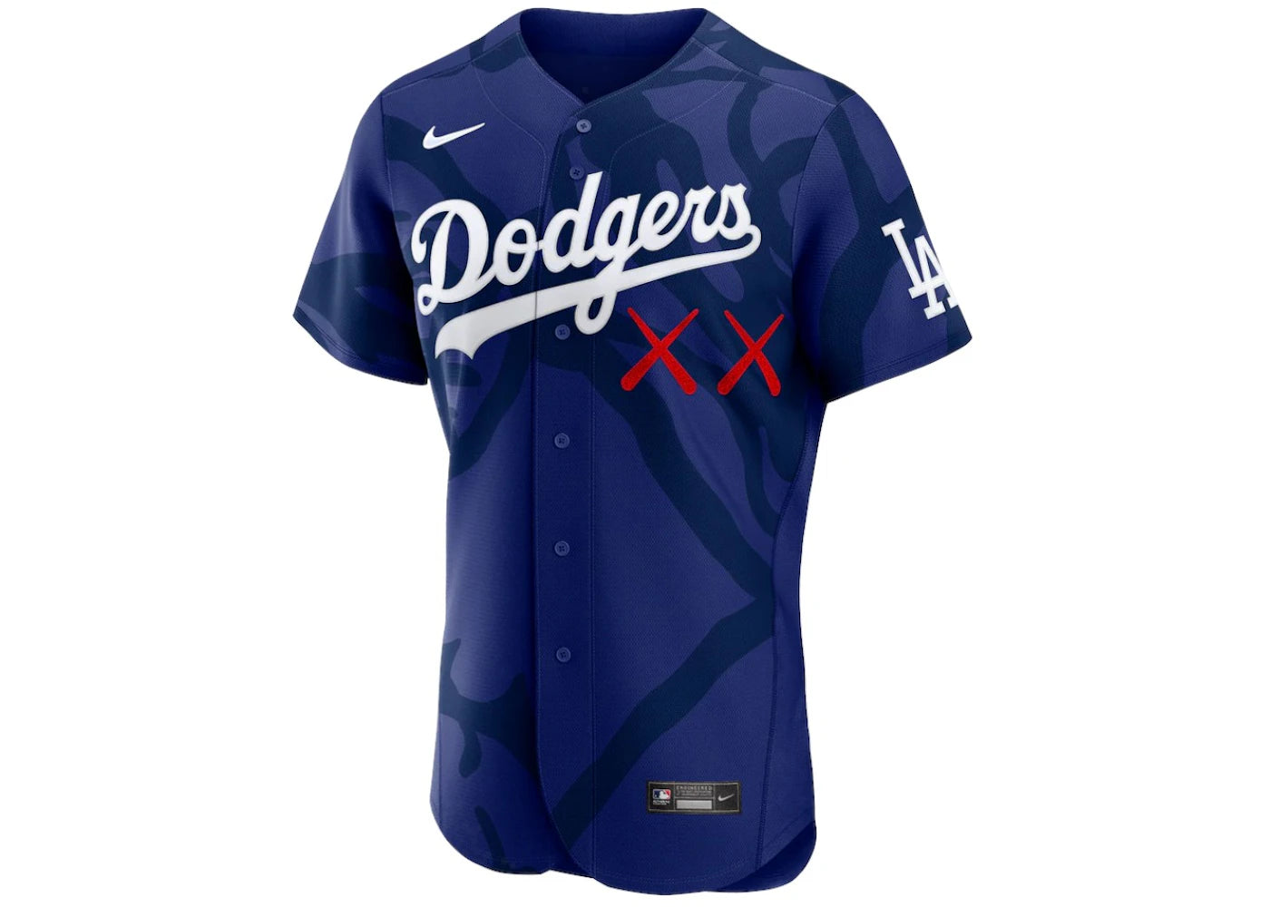 KAWS Nike MLB Authentic Los Angeles Dodgers Jersey Blue - vue 360