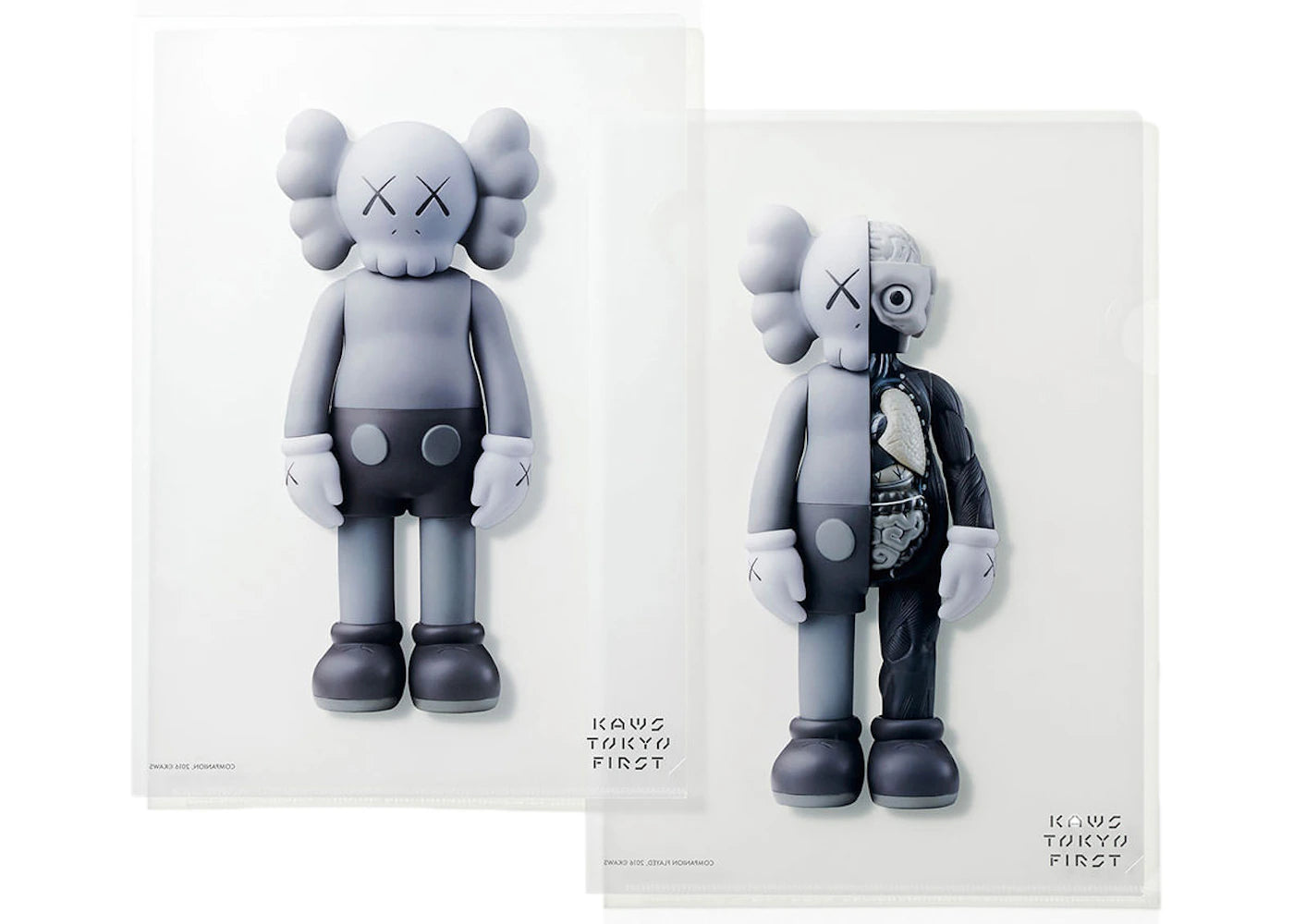 KAWS Tokyo First Clear File Companion & Flayed Companion Grau/Schwarz/Braun Set - vue secondaire A
