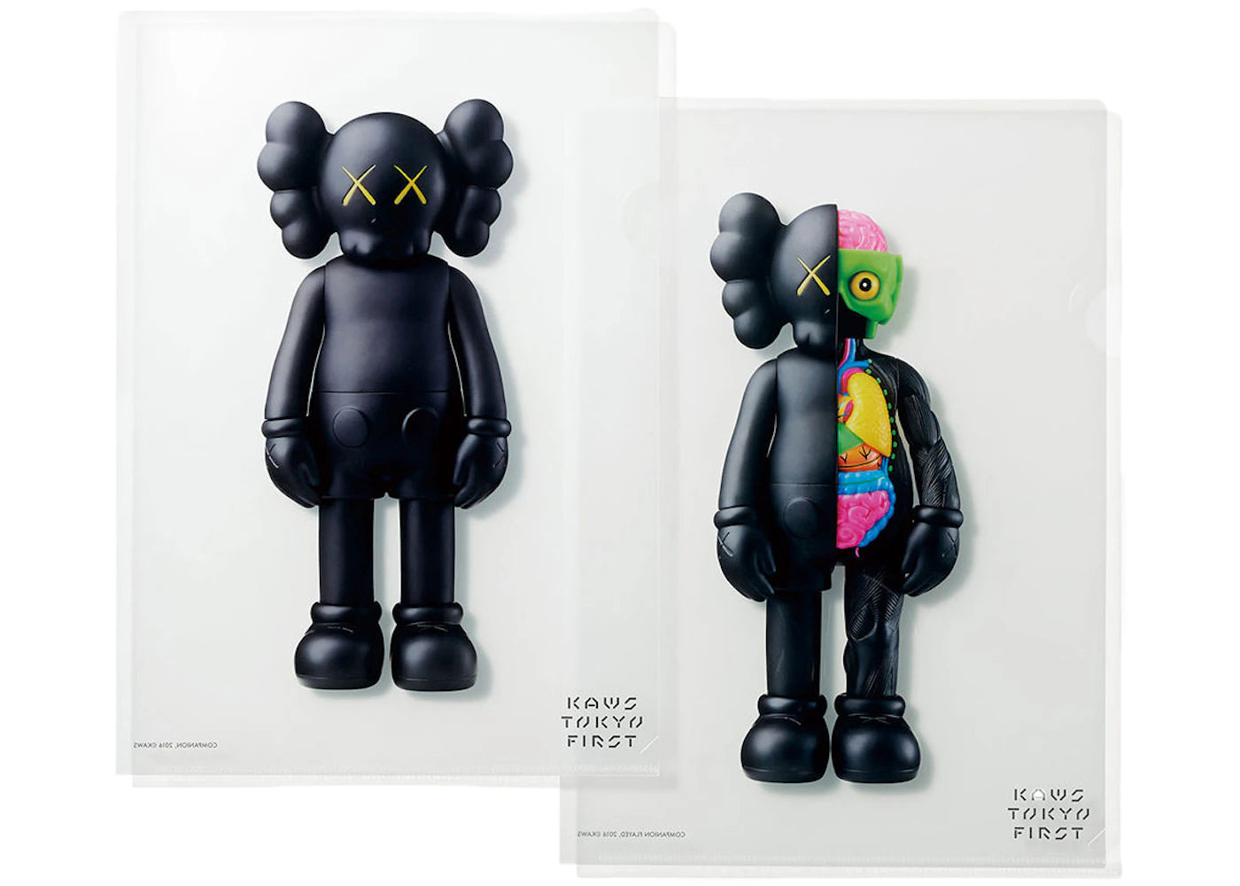 KAWS Tokyo First Clear File Companion & Flayed Companion Grau/Schwarz/Braun Set - vue secondaire B