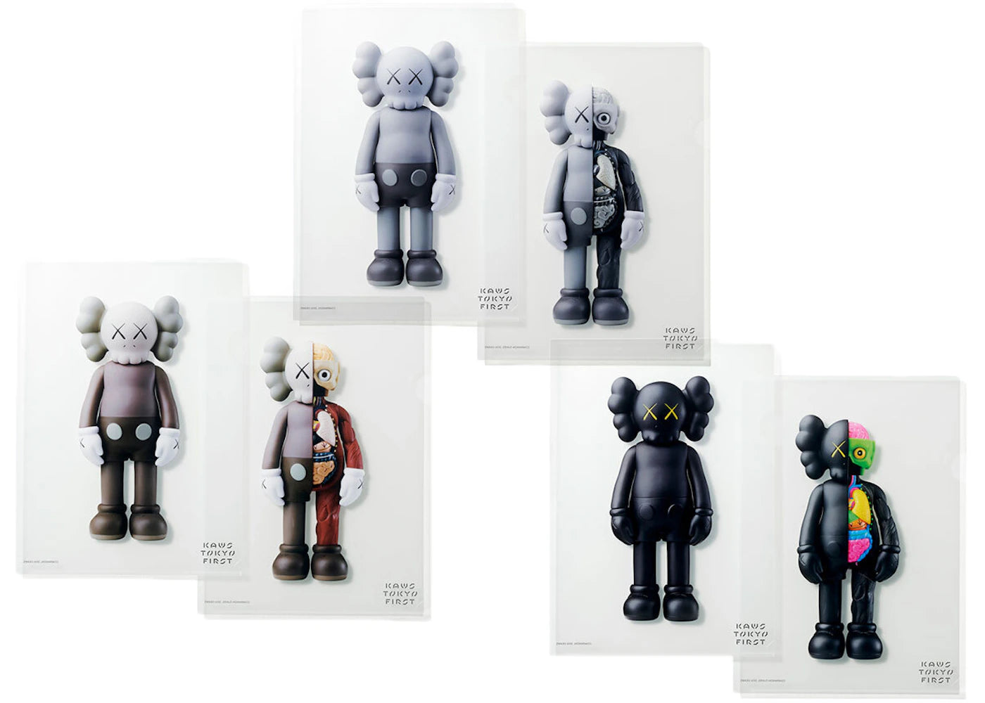 KAWS Tokyo First Clear File Companion & Flayed Companion Grey/Black/Brown Set sneakers - authentic KAWS shoes