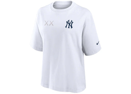 KAWS Women's Nike MLB Fanatics Fest Boxy New York Yankees Tee White - authentic KAWS product