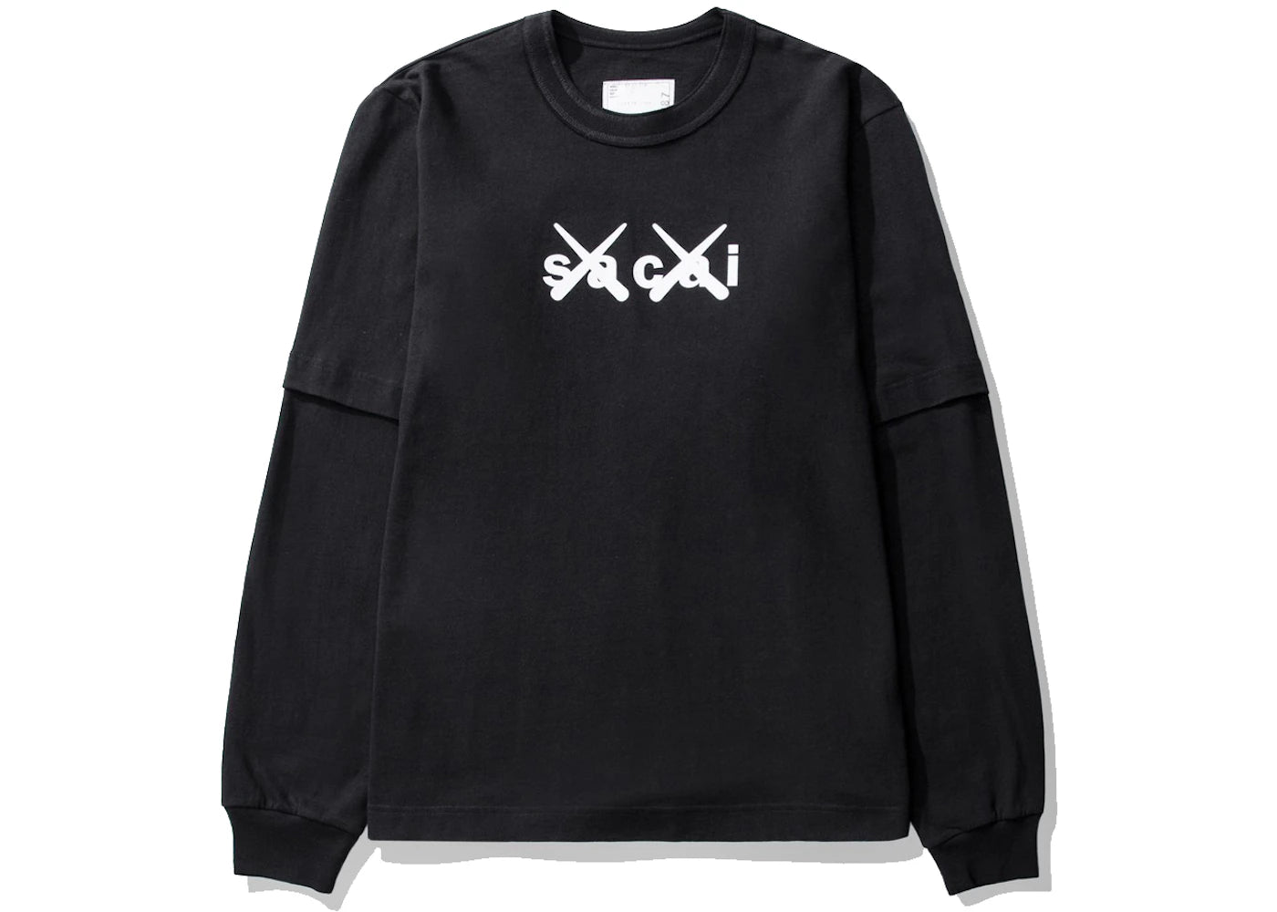 KAWS x Sacai Flock Print Long Sleeve T-shirt Black - vue secondaire A