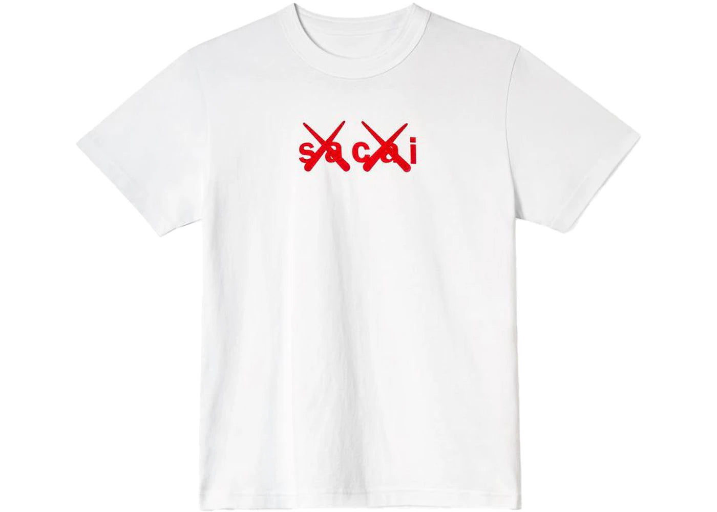 KAWS x Sacai Flock Print T-shirt White/Red - vue secondaire A