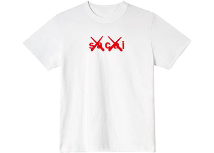 KAWS x Sacai Flock Print T-shirt White/Red - apparel view 2