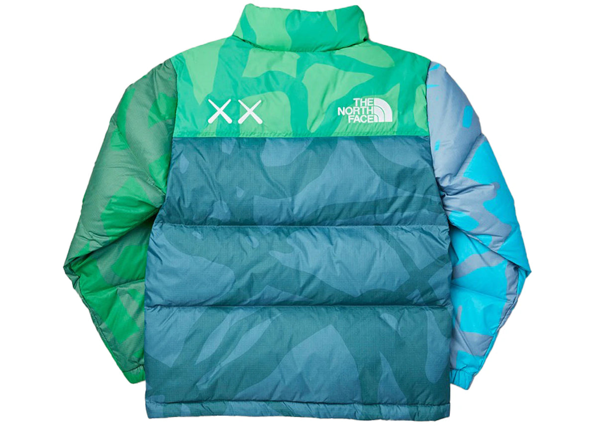 KAWS x The North Face Youth Retro 1996 Nuptse Jacket KW Safety Green Nuptse Print - vue secondaire A