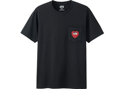 KAWS x Uniqlo Heart Pocket Tee (Japanese Sizing) Black - authentic KAWS product