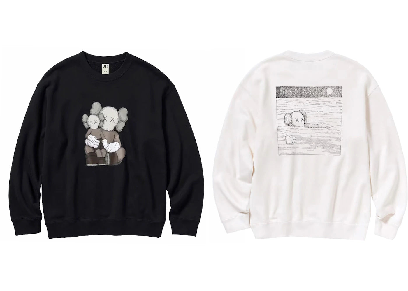 KAWS x Uniqlo Longsleeve Sweatshirt (Set of 2) Off White/Black - vue 360