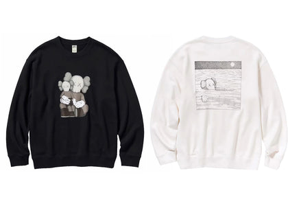 KAWS x Uniqlo Longsleeve Sweatshirt (Set of 2) Off White/Black - authentic KAWS apparel