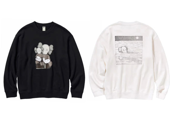 KAWS x Uniqlo Longsleeve Sweatshirt (Set of 2) Off White/Black sneakers - authentic KAWS shoes