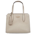Kate Spade Rowe Leder-Satchel-Tasche mit Reißverschluss, klein, warmbeige