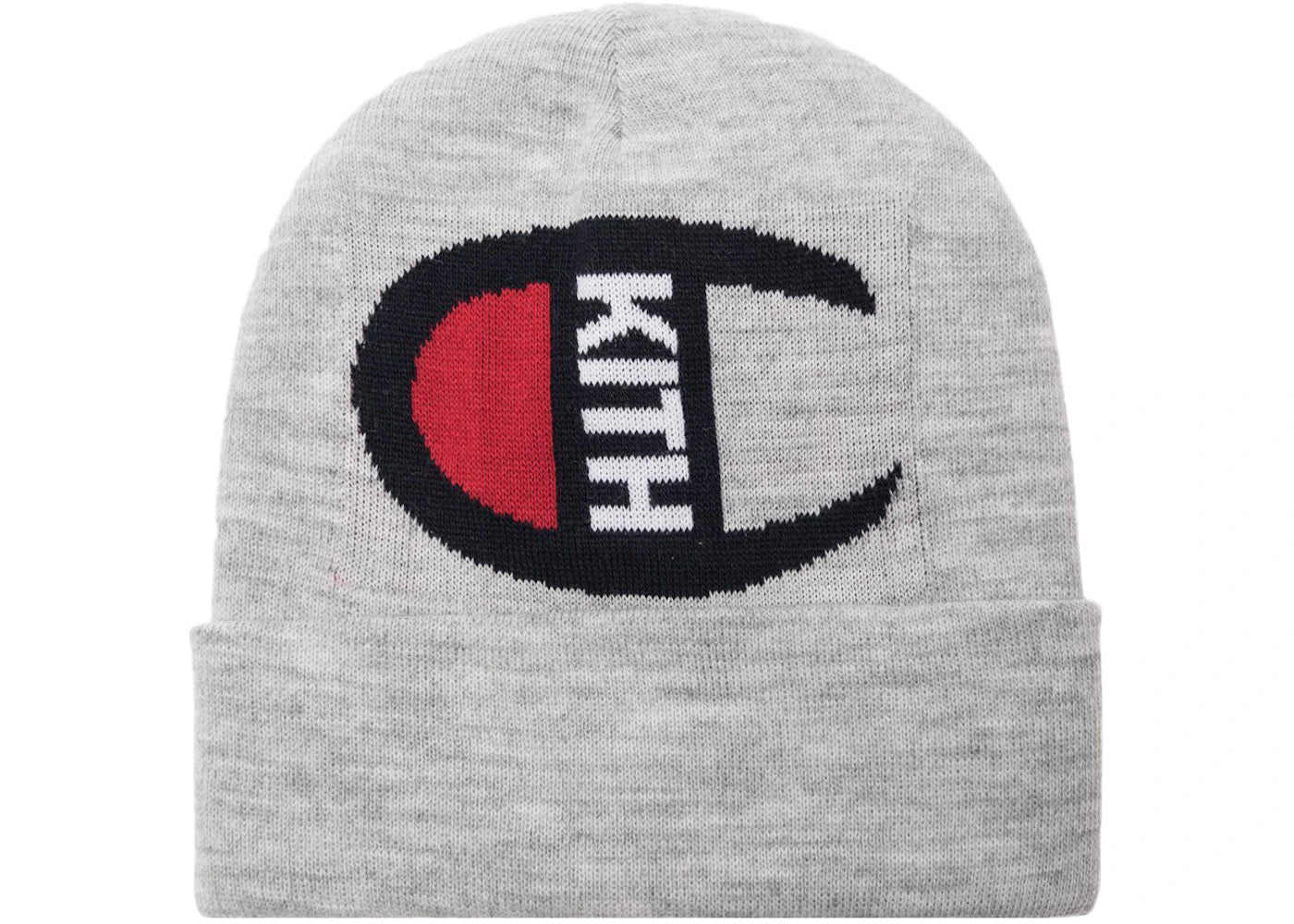 Kith Champion Intarsia Logo Beanie Heather Grey - vue 360