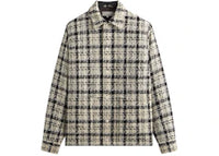 Kith & Kin Windowpane Boucle Long Shirt Boxy Collared Overshirt Sandrift