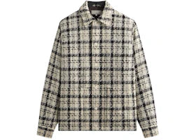Kith & Kin Windowpane Boucle Long Shirt Boxy Collared Overshirt Sandrift