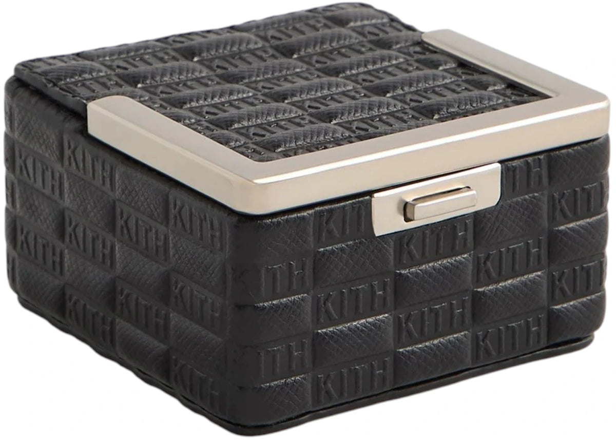 Kith Kithmas Monogram Saffiano Leather Square Frame Jewelry Case Black - vue 360