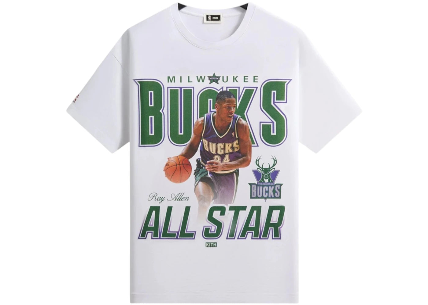 Kith NBA All-Star Milwaukee Bucks Ray Allen Vintage Tee White - vue secondaire A