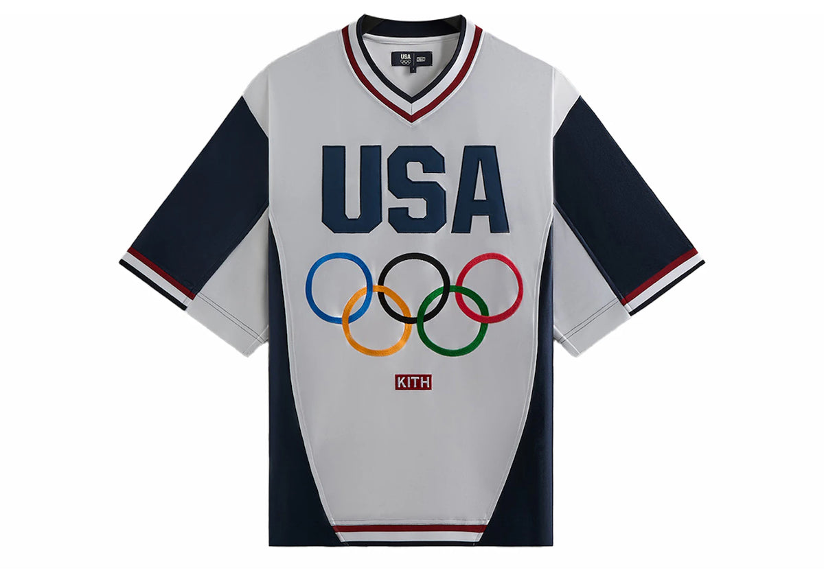 Kith Team USA Faille Jersey Warmup Shirt White - vue secondaire A
