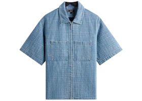Kith Textured Indigo Paxton Zip Front Shirt Light Indigo