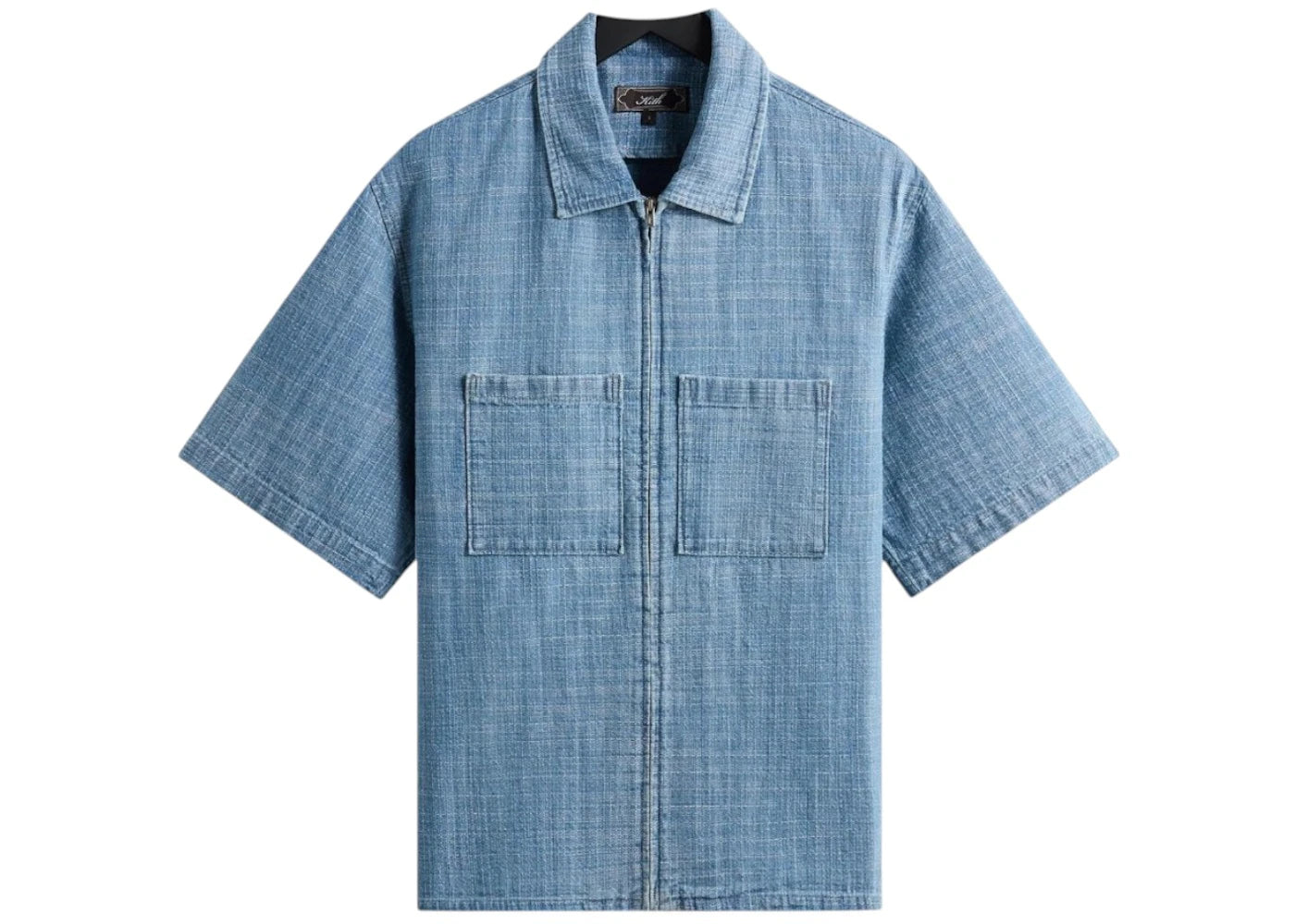 Kith Textured Indigo Paxton Zip Front Shirt Light Indigo - vue secondaire A
