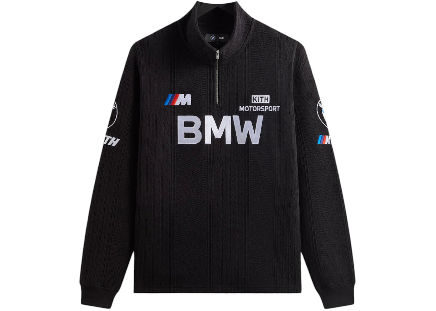 Kith x BMW Cable Fleece Quarter Zip Black - vue 360