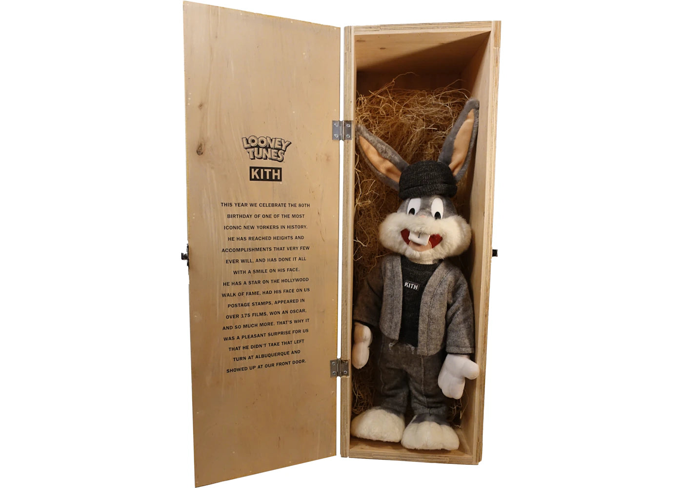 Kith x Looney Tunes F&F Wooden Box Bugs Bunny Plush Grey - vue secondaire A