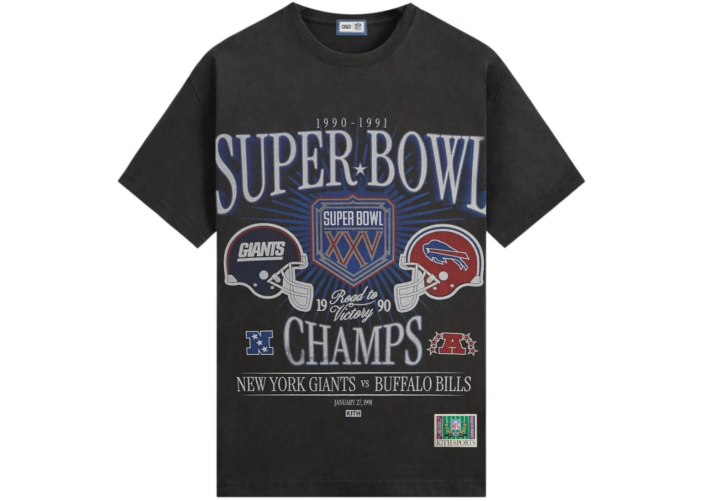 Kith x NFL Super Bowl Vintage Bishop Tee Black - vue secondaire A
