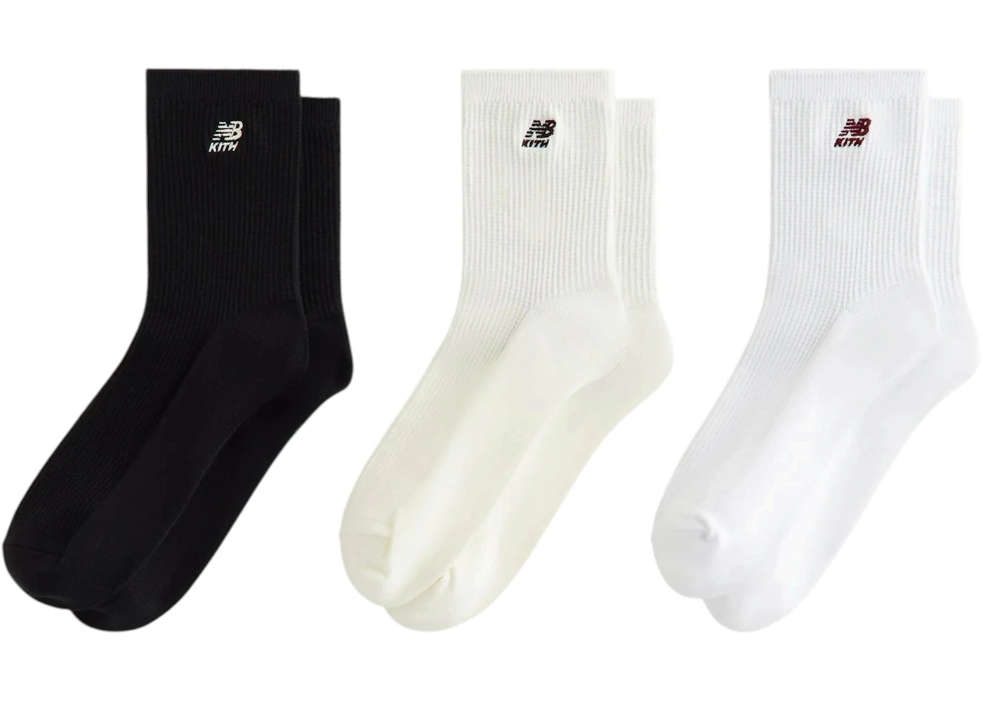 Kith x New Balance Mid Crew Waffle Knit 3-Pack Crew Socks Multi - vue 360