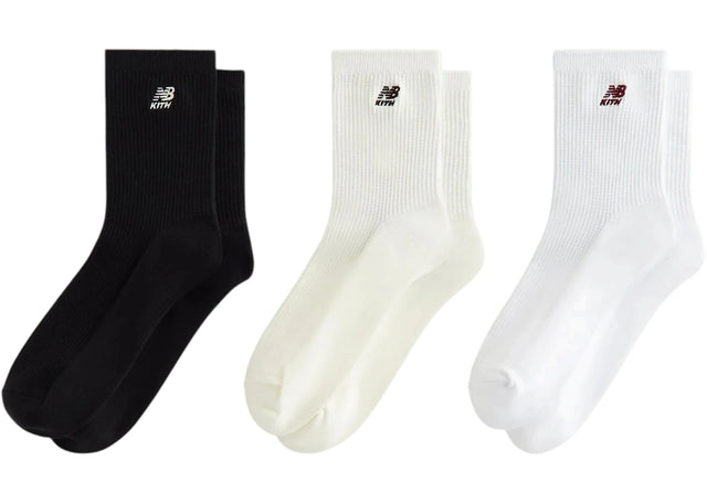 Kith x New Balance Mid Crew Waffle Knit 3-Pack Crew Socks Multi