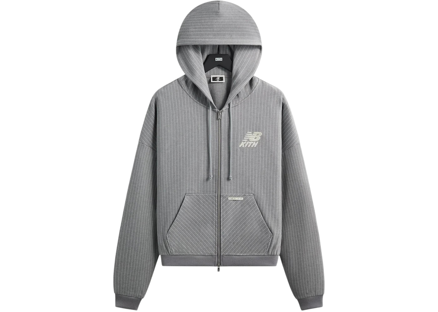 Kith x New Balance Pinstripe Braxton Zip Hoodie Smoke - vue secondaire A