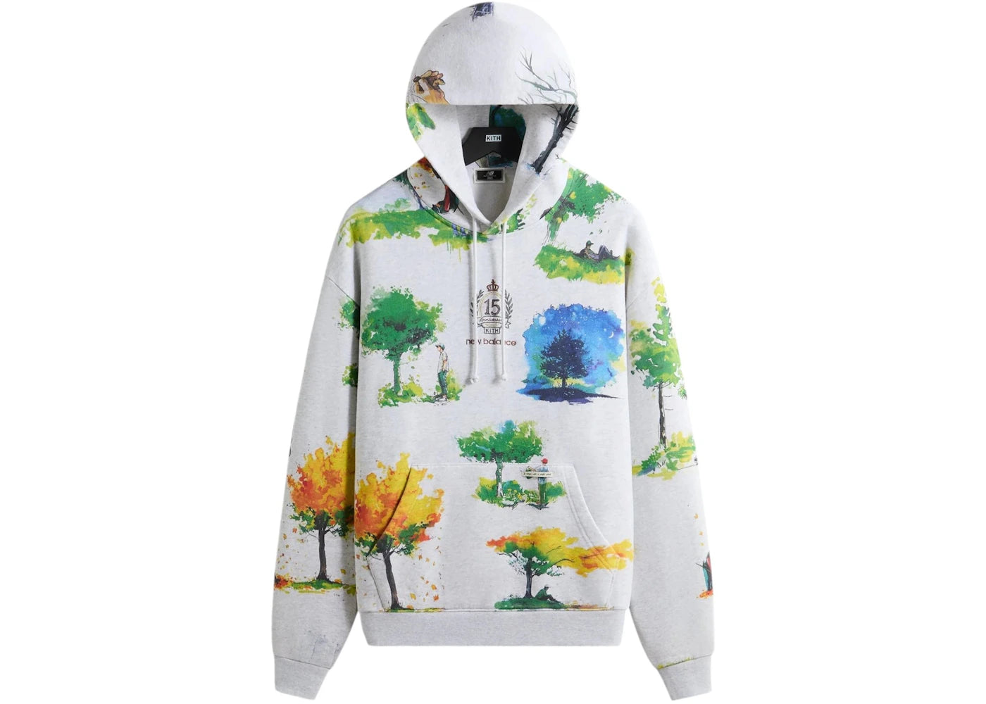 Kith x New Balance Watercolor Nelson Hoodie Light Heather Grey - vue secondaire A