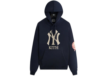 Kith x New York Yankees Plush Fleece Cropped Braxton Hoodie Nocturnal - authentic Kith apparel