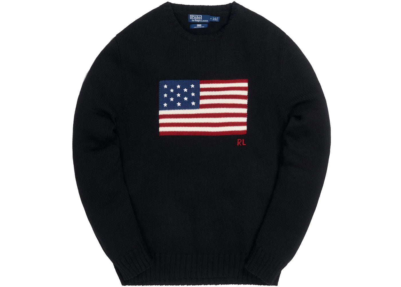 Kith x Polo Ralph Lauren Cotton American Flag Crewneck Black - vue secondaire A