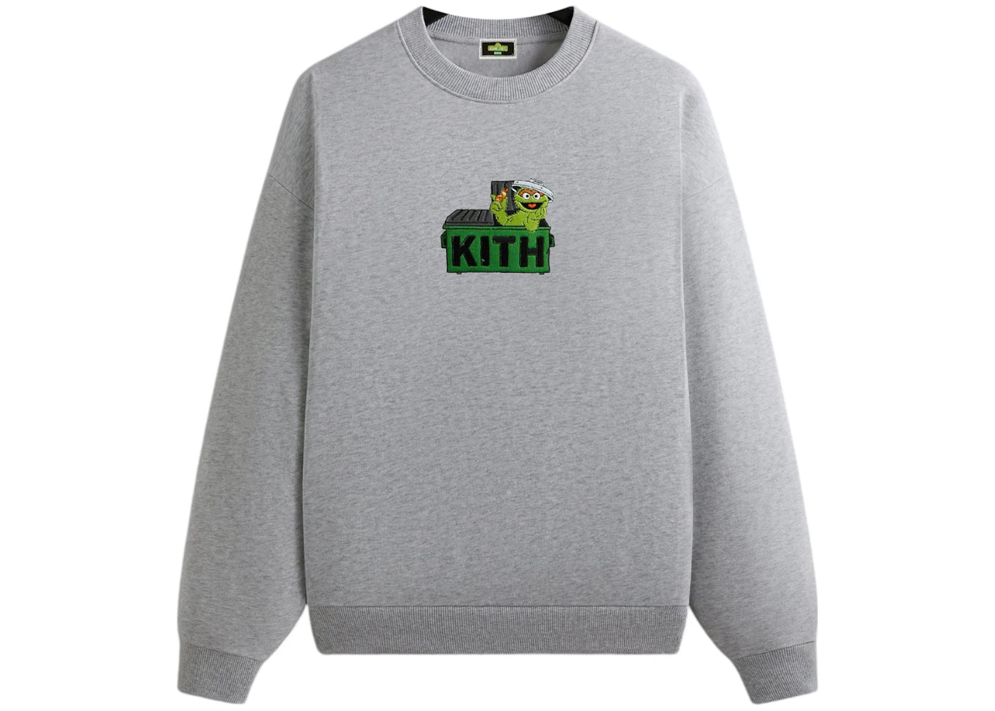 Kith x Sesame Street Oscar The Grouch Nelson Crewneck Medium Heather Grey - vue secondaire A