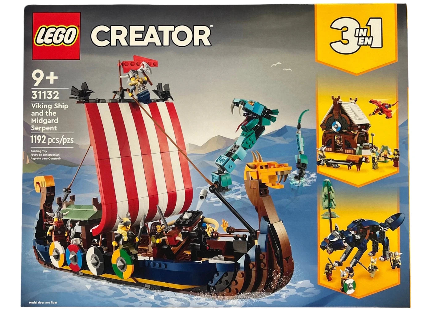 LEGO Creator 3 in 1 Viking Ship and the Midgard Serpent Set 31132 - vue 360