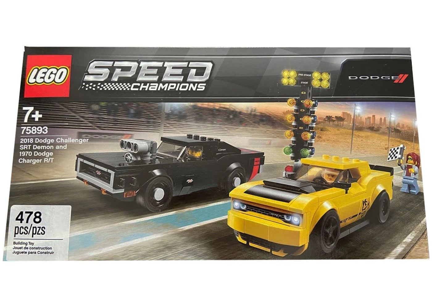 LEGO Speed Champions 2018 Dodge Challenger SRT Demon and 1970 Dodge Charger R/T Set 75893