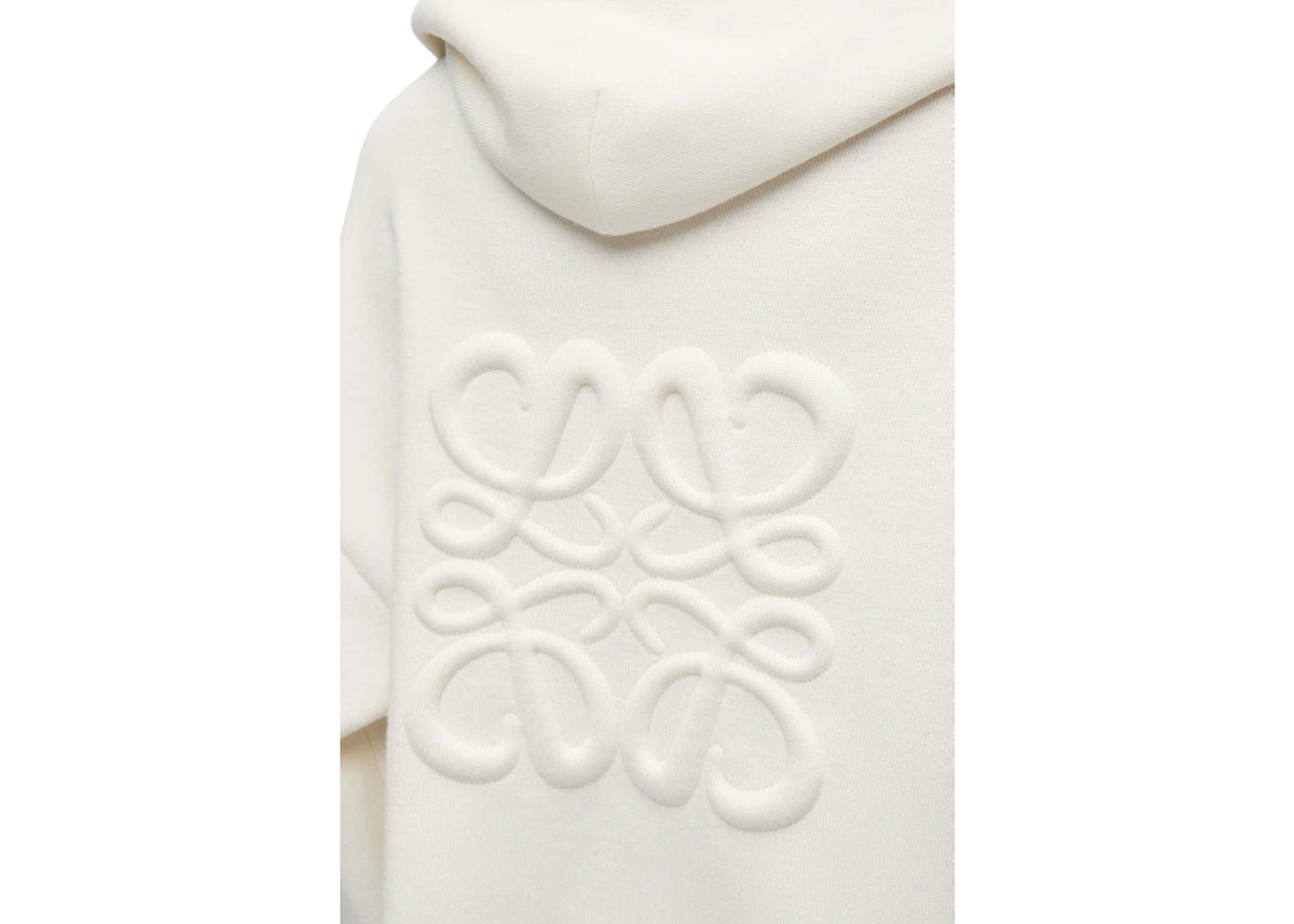 LOEWE Anagram Zip-Up Hoodie In Wool White - vue secondaire B